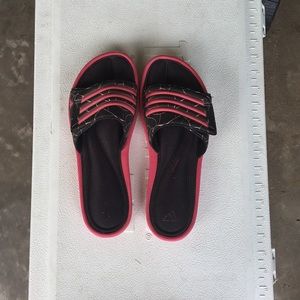 Adidas Pink Original Slides 3 Striped